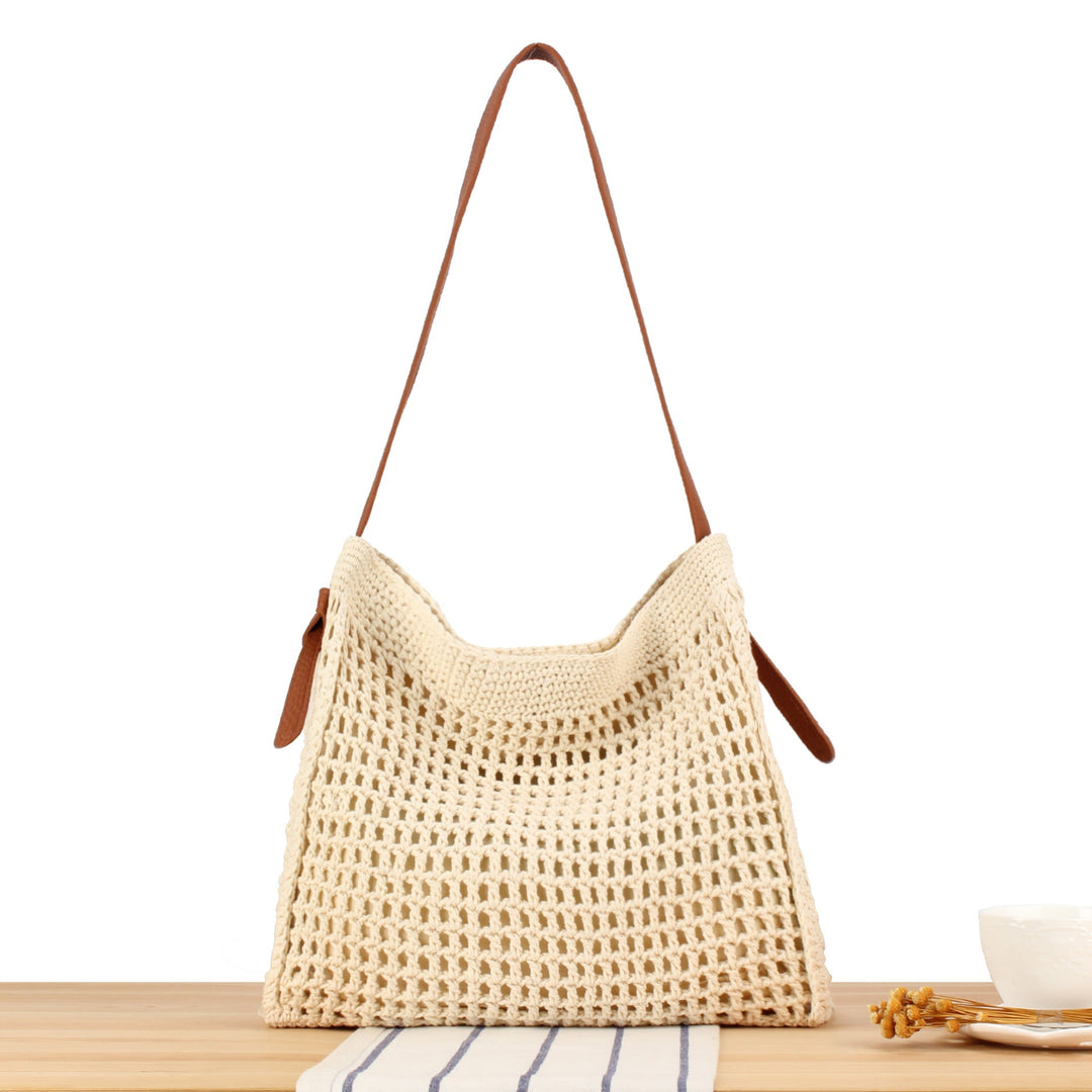 Braided shoulder bag with wide leather handles Kalsten