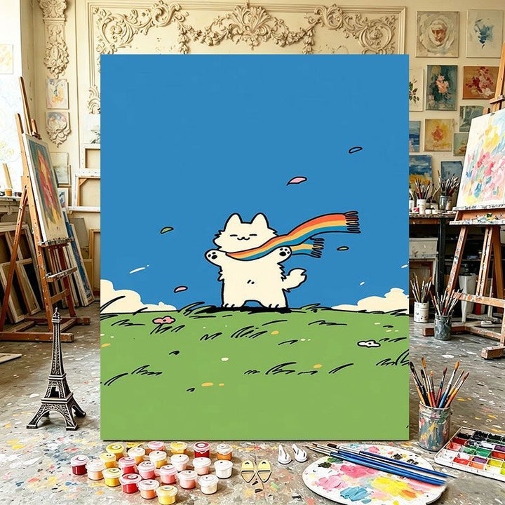 Playful Cat Illustration Art Print Kalsten