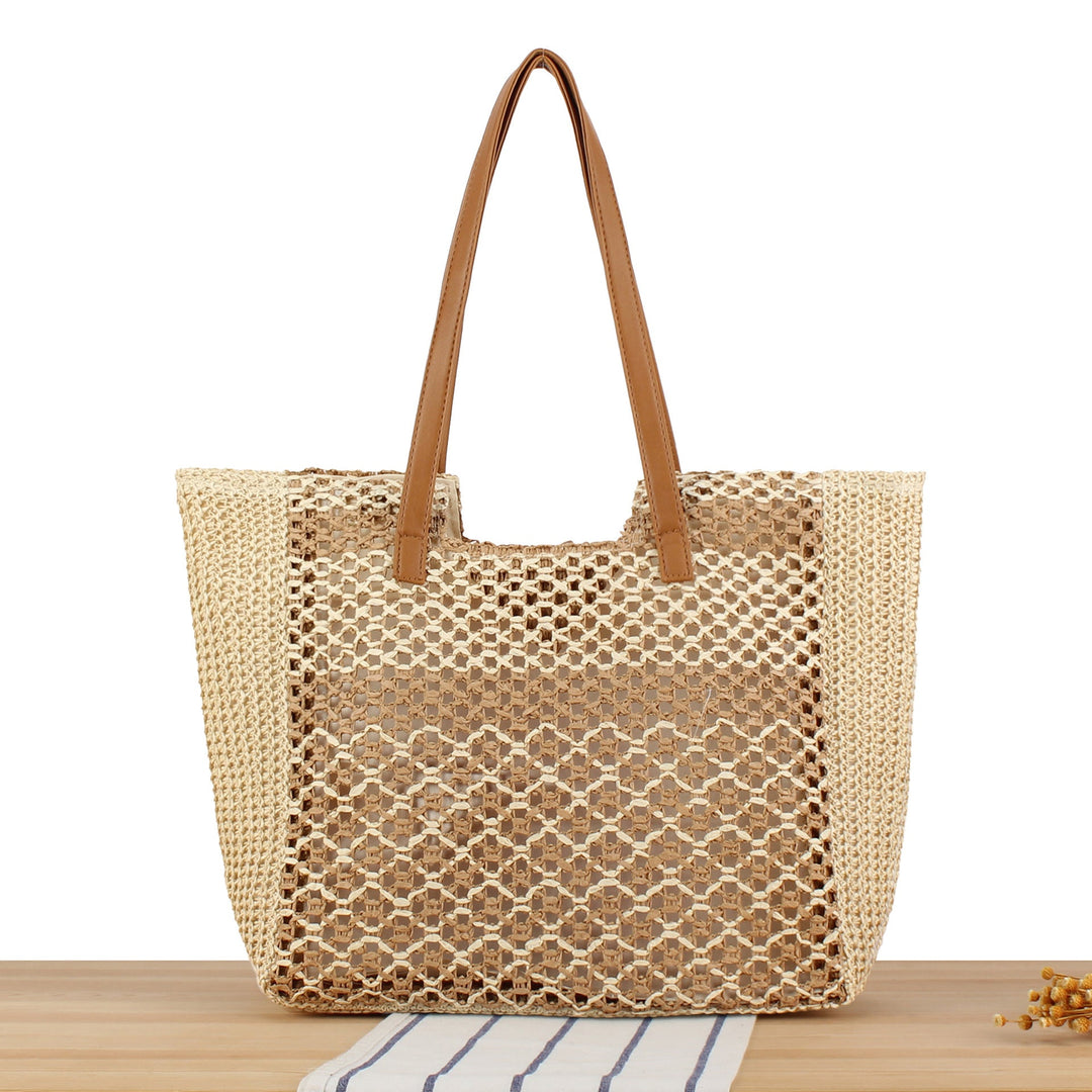 Woven beach bag with leather handles Kalsten