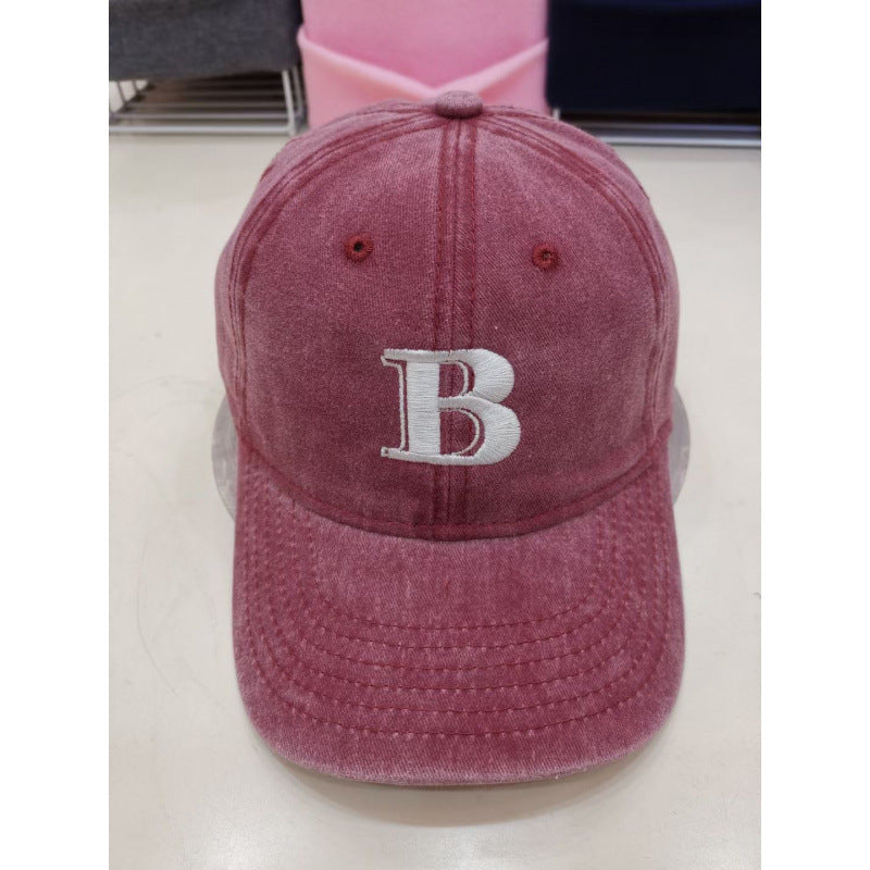 Women's Distressed Cotton Baseball Cap with Letter Embroidery Kalsten