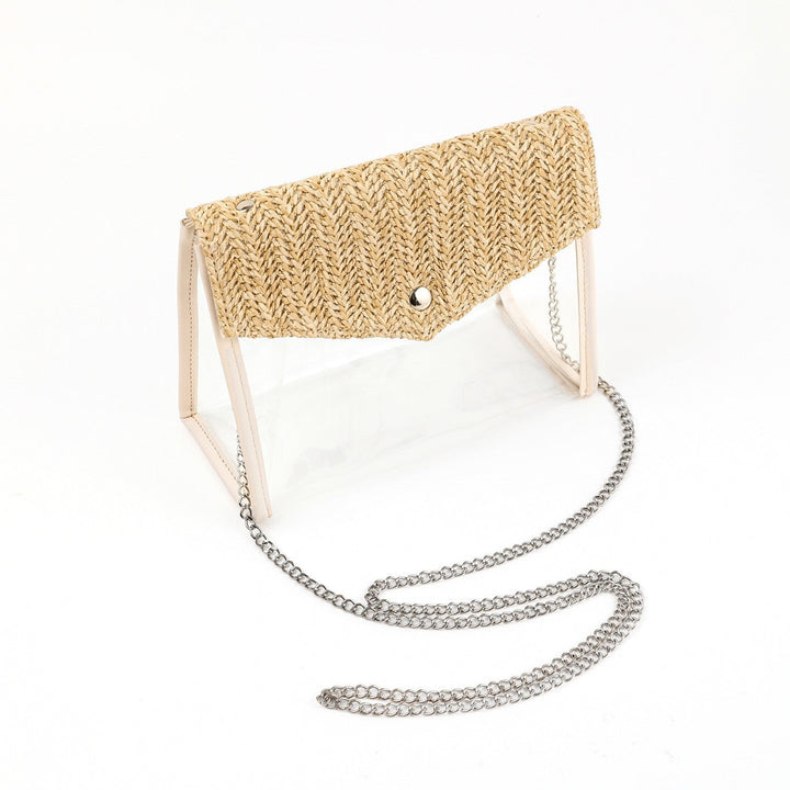 Elegant and Stylish Shoulder Bag Made of Spacious Transparent Material with Woven Lid Kalsten