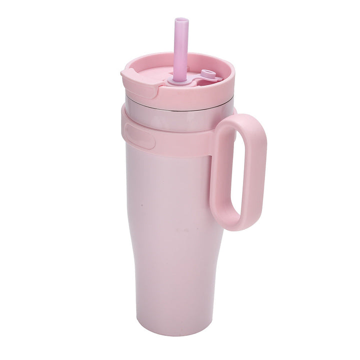 Ladies' insulated drinking cup with non-slip handle and integrated straw Kalsten