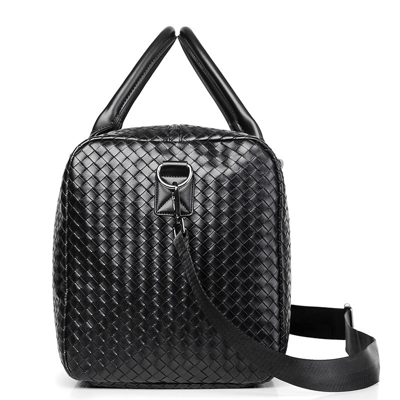 Woven Leather Weekend Duffel Bag Kalsten
