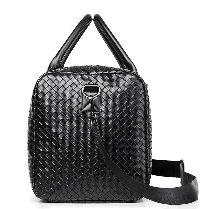 Woven Leather Weekend Duffel Bag Kalsten