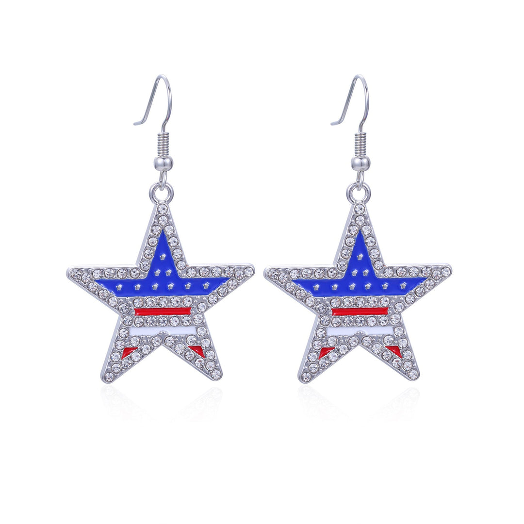 Women's long multi-layer star drop earrings with crystal embellishments and rhodium-plated alloy Kalsten