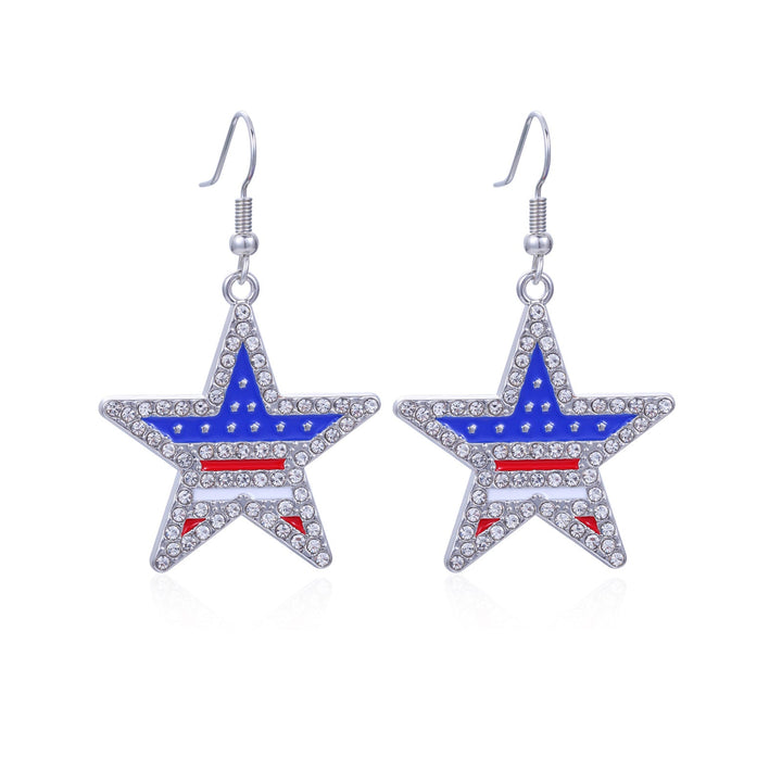 Women's long multi-layer star drop earrings with crystal embellishments and rhodium-plated alloy Kalsten