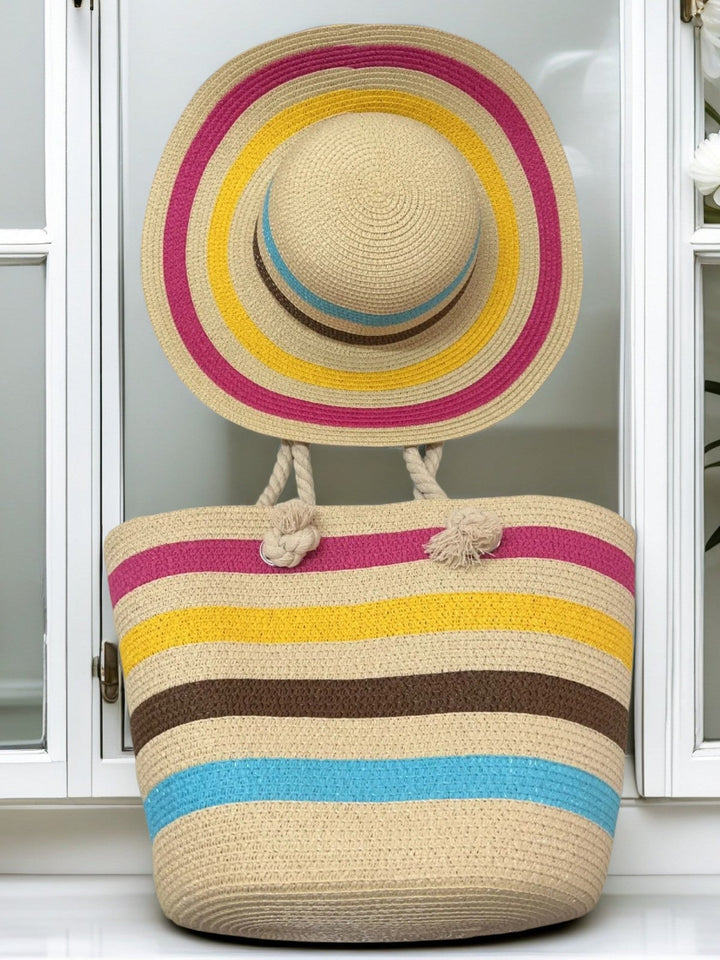 Beach bag with colorful stripes Kalsten