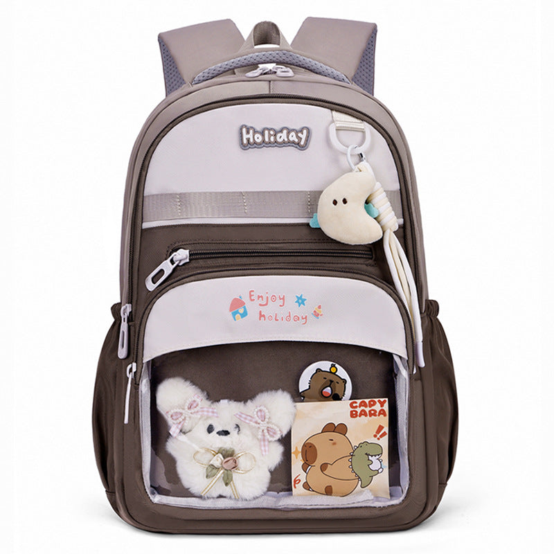 Playful school backpack with transparent compartment and creative accents Kalsten