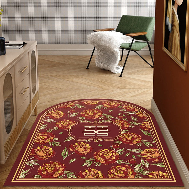 Half-Round Rose Patterned Entryway Mat