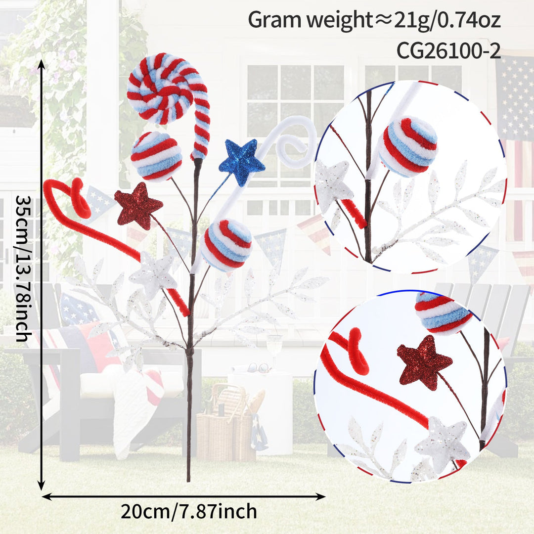 Unisex nan decorative floral pick with padded balls and glitter stars Kalsten