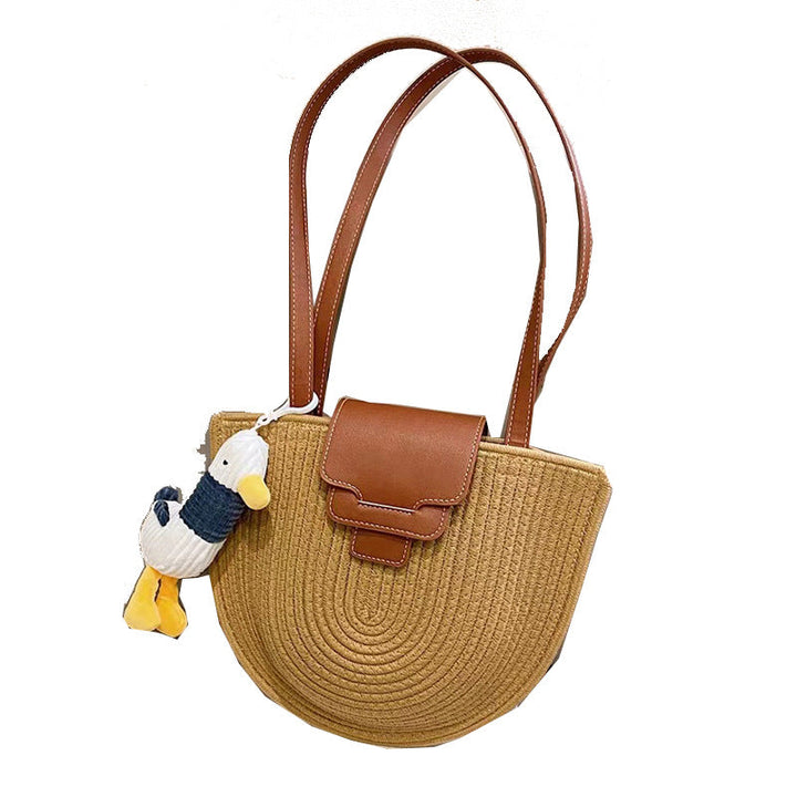 Fashionable Tote Bag Made of Woven Material with Playful Pendant Kalsten