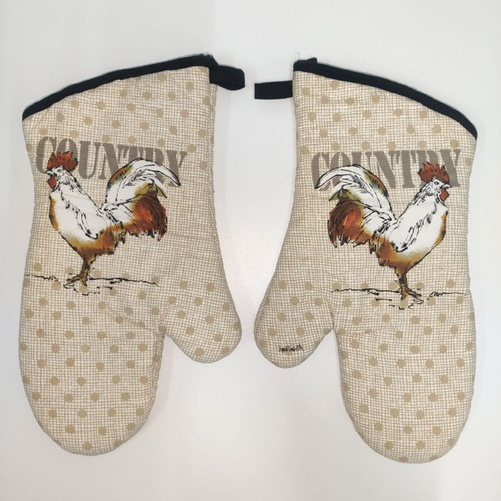 Insulated Double Oven Mitt Pair With Quilted Heat-Resistant Lining And Hanging Loop