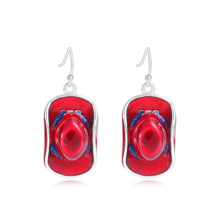 Women's star-shaped enamel earrings with USA flag motif and gold-plated fish Kalsten