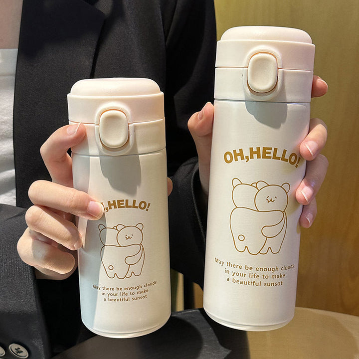 Ladies Insulated Drinking Bottle with Cute Animal Design and Practical Flip Top Kalsten