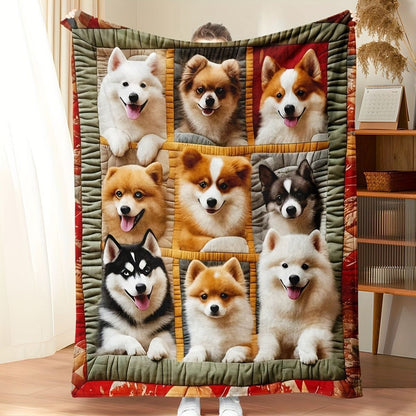 Cute Dog-Themed Plush Throw Blanket