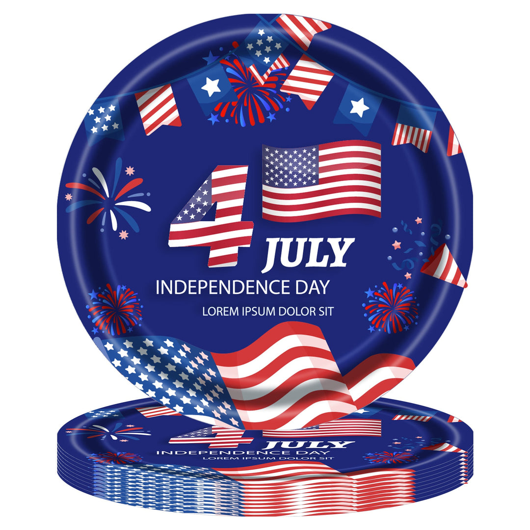 Unisex disposable paper plate with American flag design and Statue of Liberty illustration Kalsten