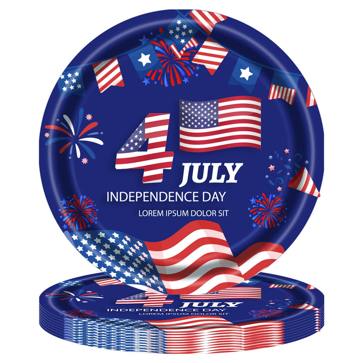 Unisex disposable paper plate with American flag design and Statue of Liberty illustration Kalsten
