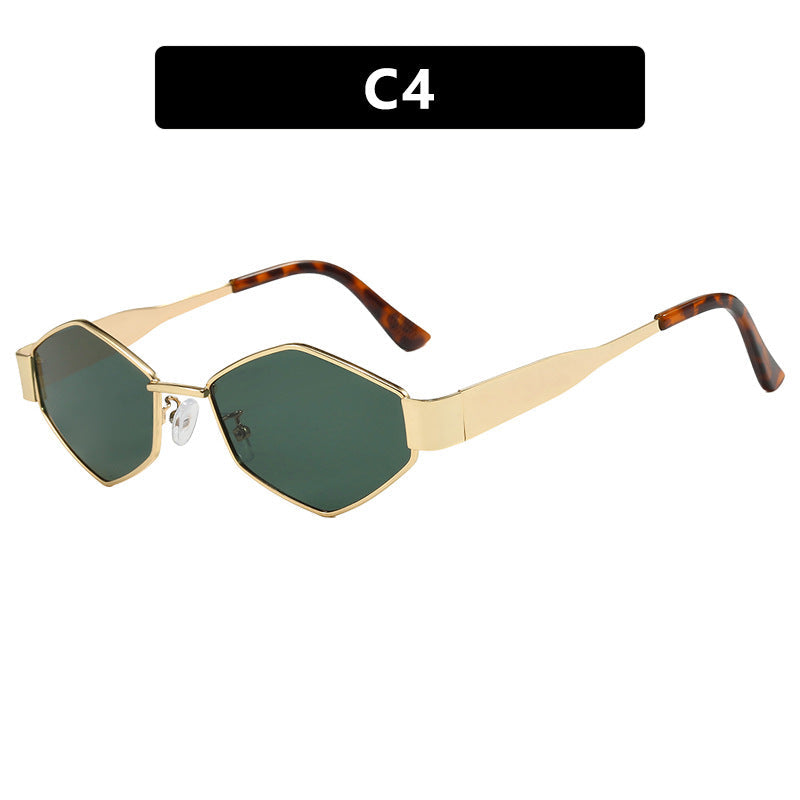 Women's geometric sunglasses with narrow metal frame and polarized lenses Kalsten