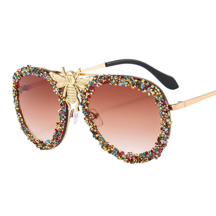 Women Glamorous Oversized Sunglasses with Unique Decorative Frame Kalsten