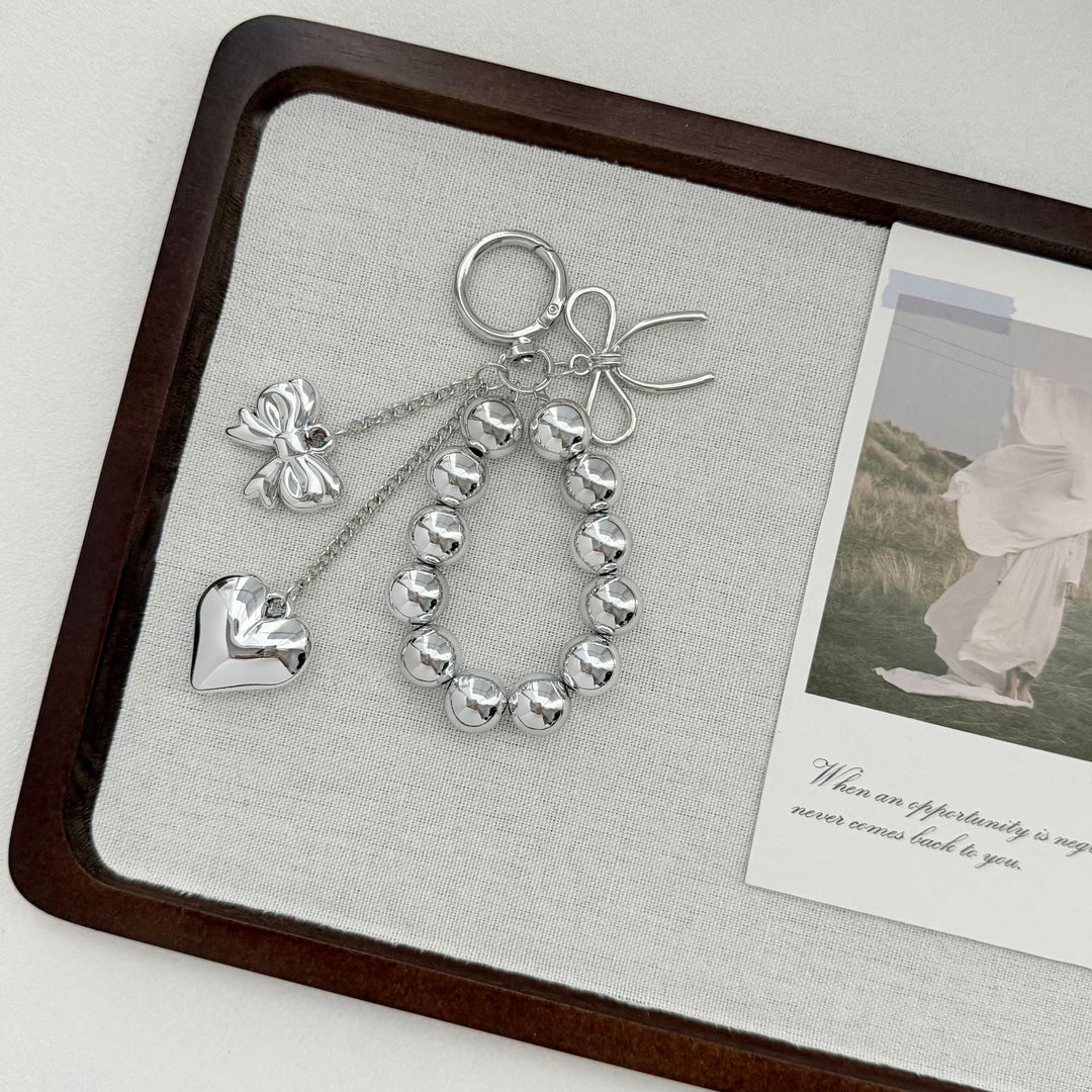 Elegant Heart and Bow Charm Keychain Kalsten
