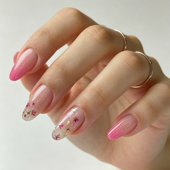 Artificial Nail Set with Elegant Floral Designs Kalsten