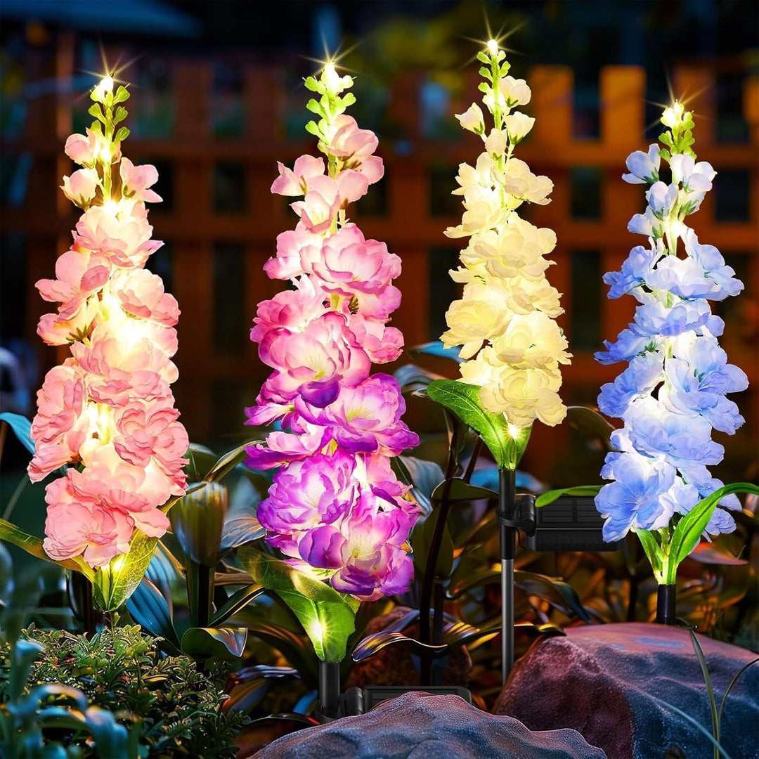 Decorative Tall Artificial Delphinium Garden Stake With Stainless Steel Spike And Adjustable Clip Kalsten