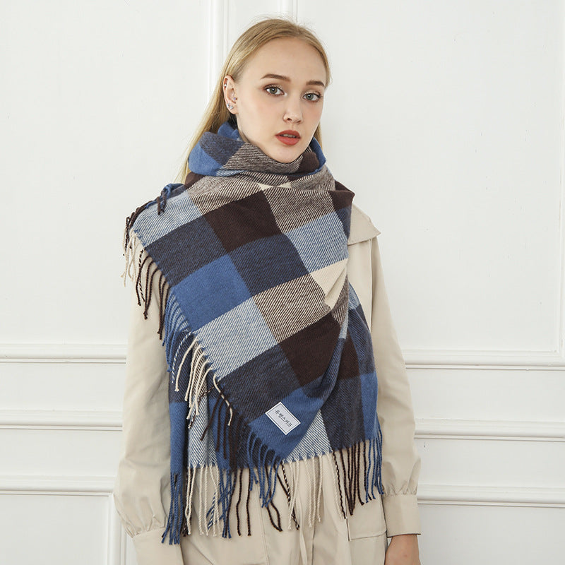 Women large, checkered scarf Kalsten