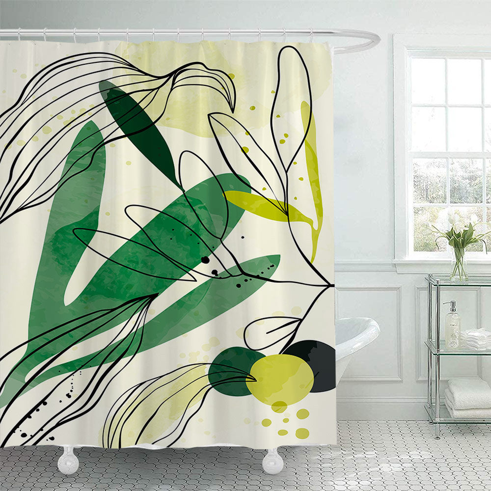 Abstract Botanical Print Shower Curtain Kalsten