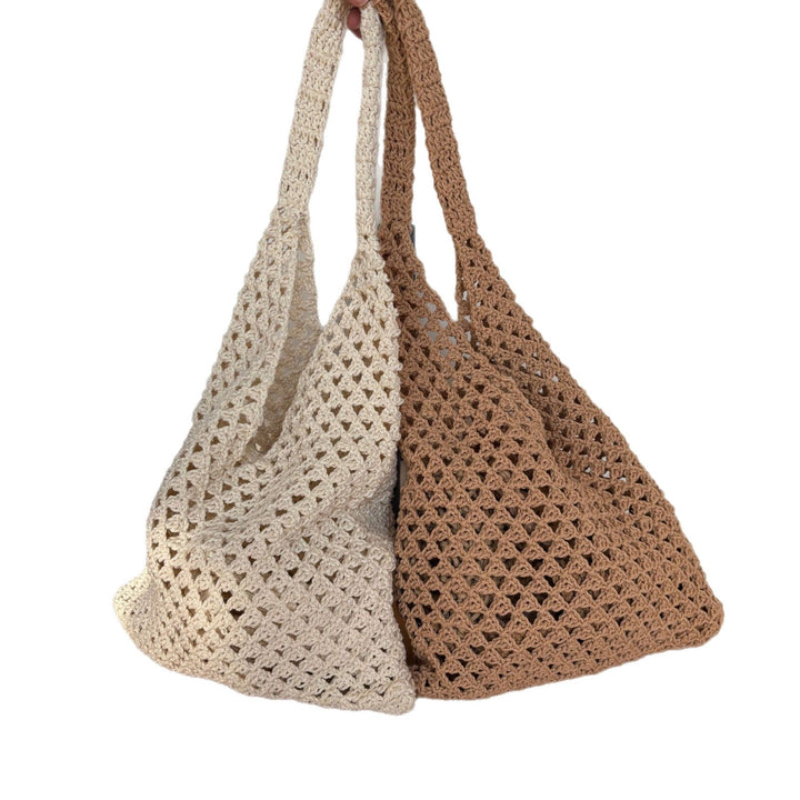 Hand-knotted net tote bag with comfortable double handles Kalsten