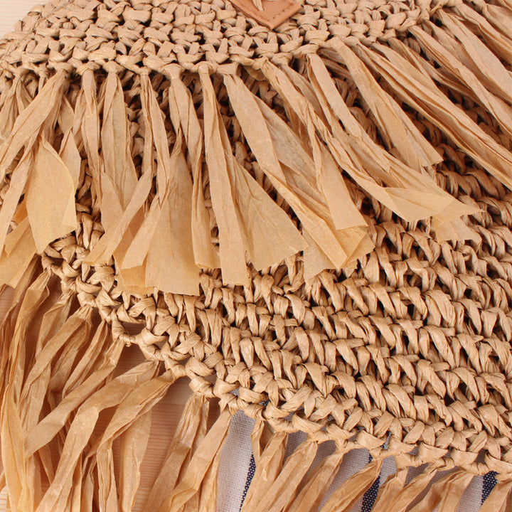 Trendy Straw Bag with Fringed Design Kalsten