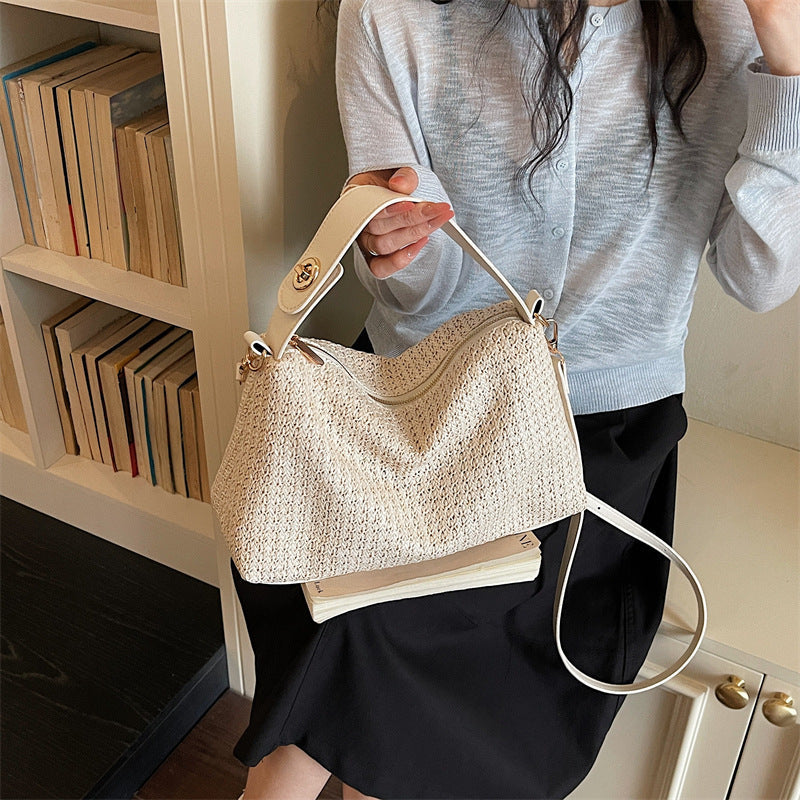 Elegant Straw Bag with Removable Shoulder Strap Kalsten