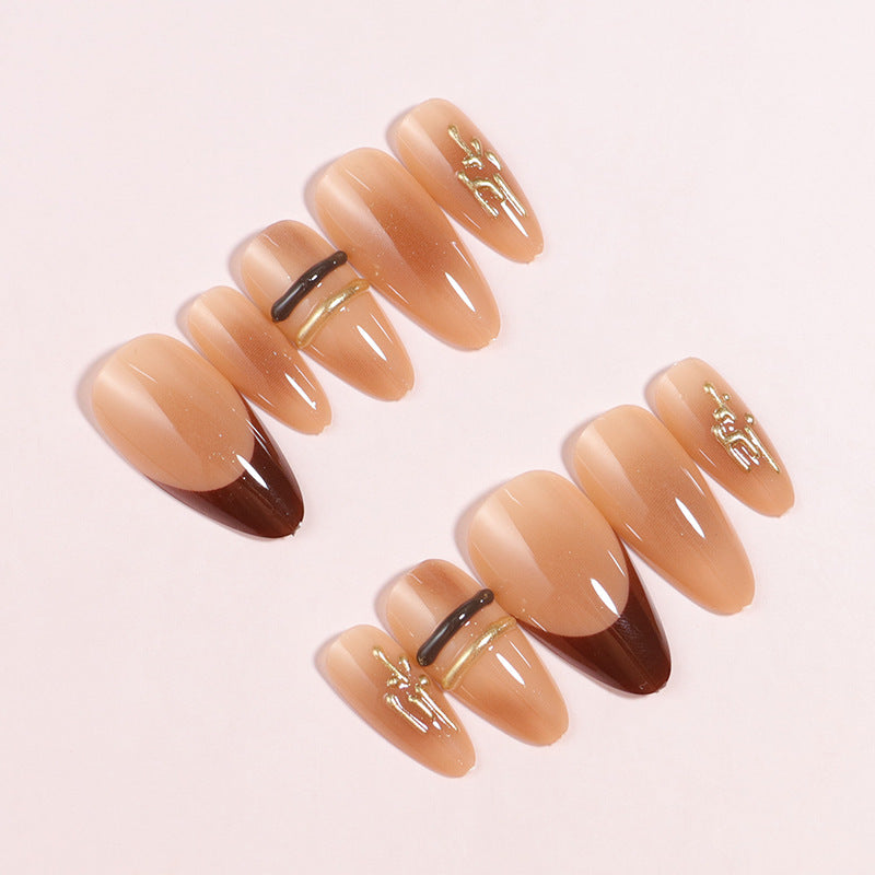 Elegant Ombre Press-On Nail Tips with Metallic Accents Kalsten