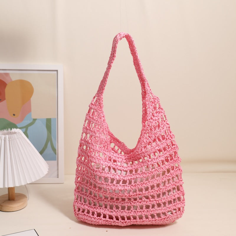 Trendy net tote bag with gathered design Kalsten