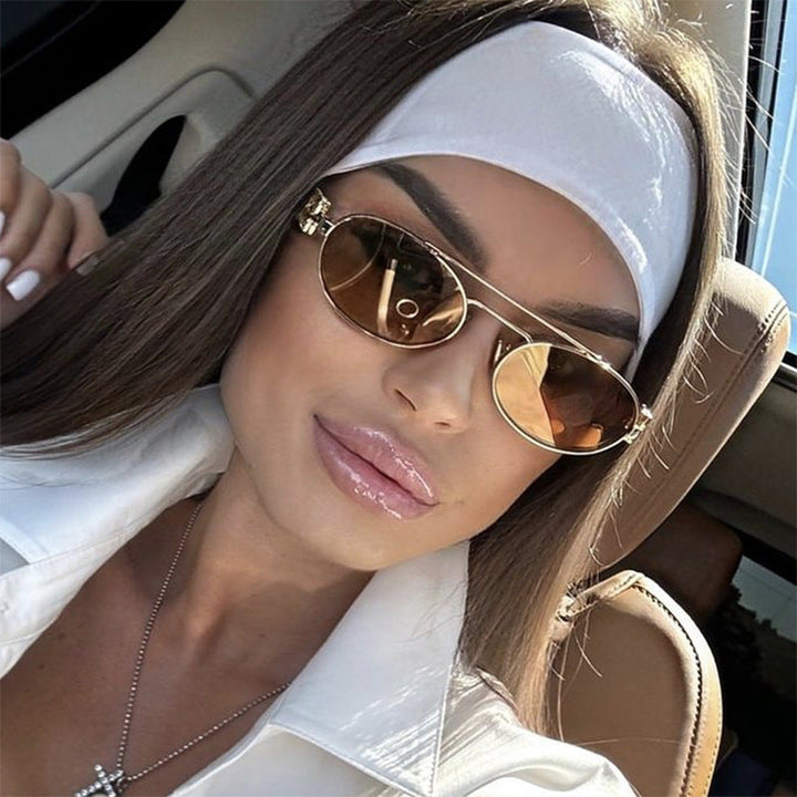 Women's elegant oval sunglasses with luxurious metal frame Kalsten