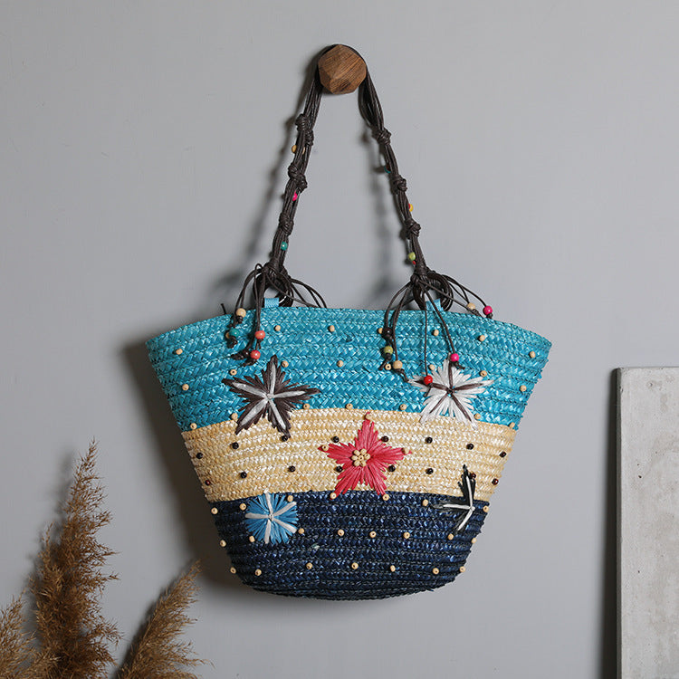 Beach bag with colorful flower pattern Kalsten
