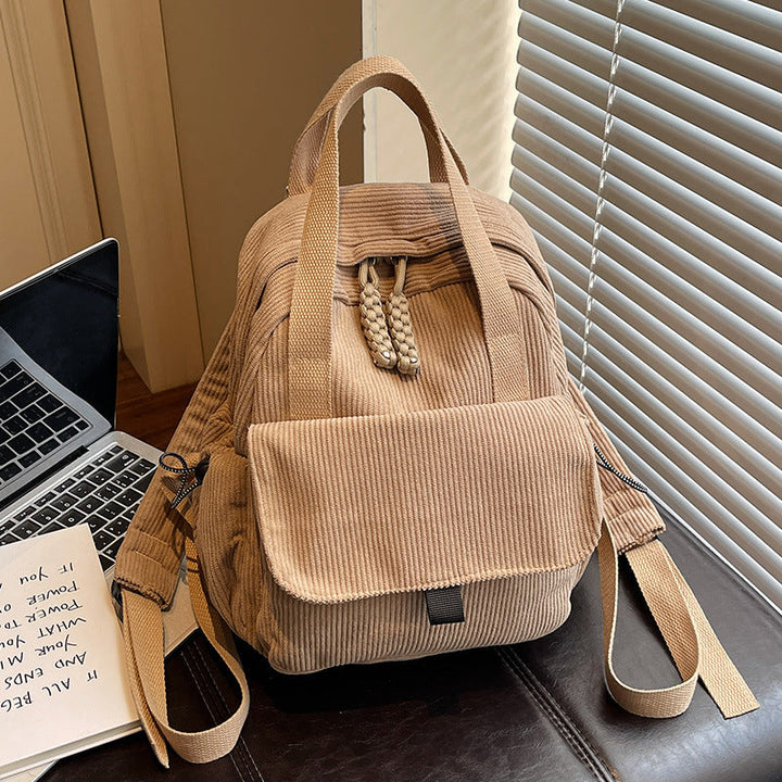 Cord-Backpack with Multiple Compartments and Reinforced Bottom Kalsten