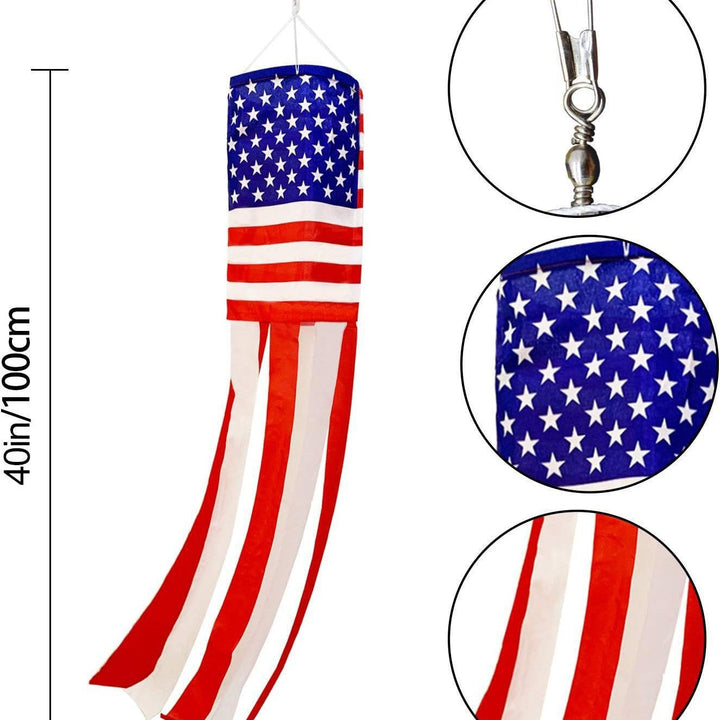 Unisex nan patriotic flag-style outdoor windsock streamer with reinforced ripstop fabric Kalsten