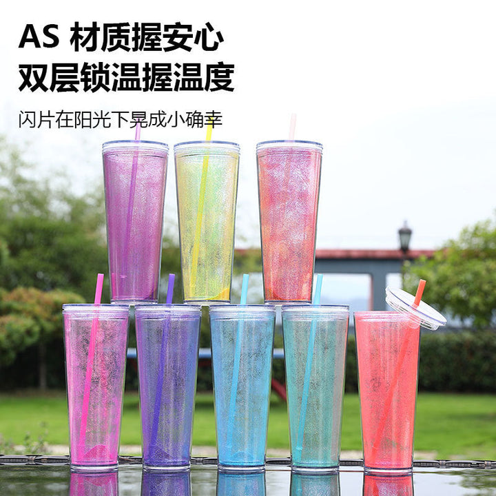 Ladies Glittering Drinking Bottle with Straw Kalsten