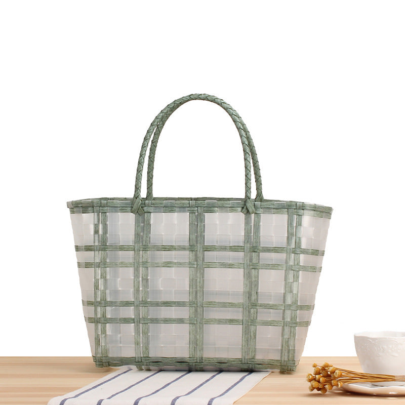 Modern basket bag with refined stripes Kalsten