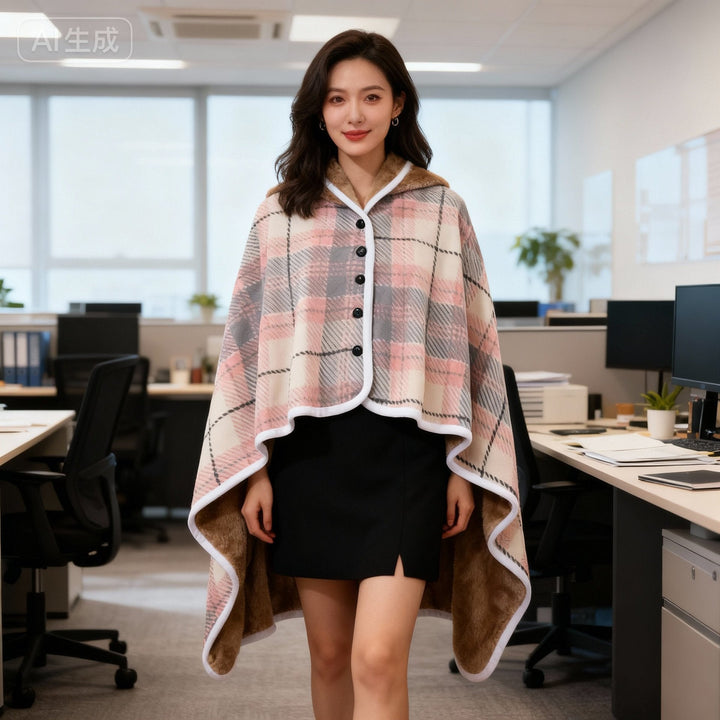 Women Comfortable Throw Blanket with Checkered Pattern Kalsten