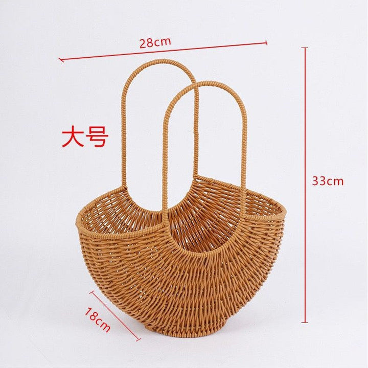 Women Elegant braided rattan basket with double handle Kalsten