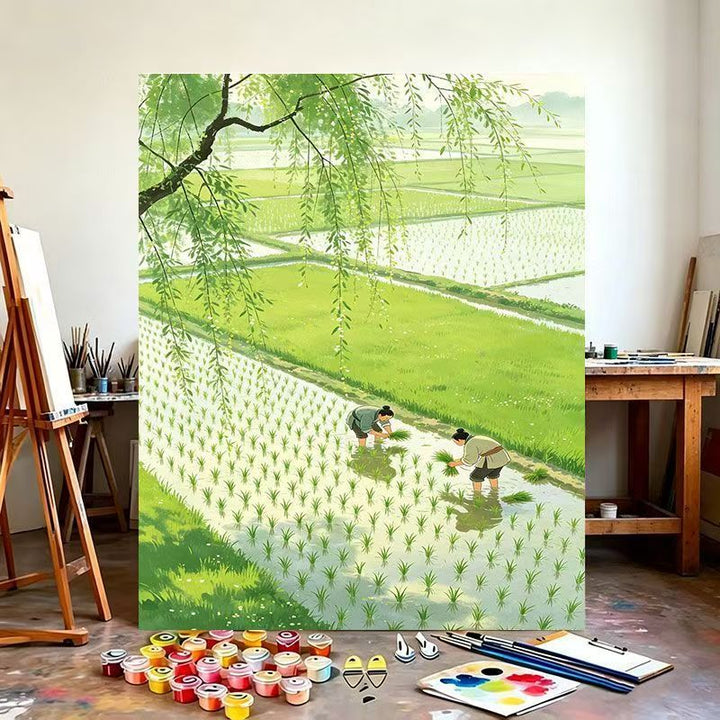 Rice Field Landscape Canvas Art Kalsten