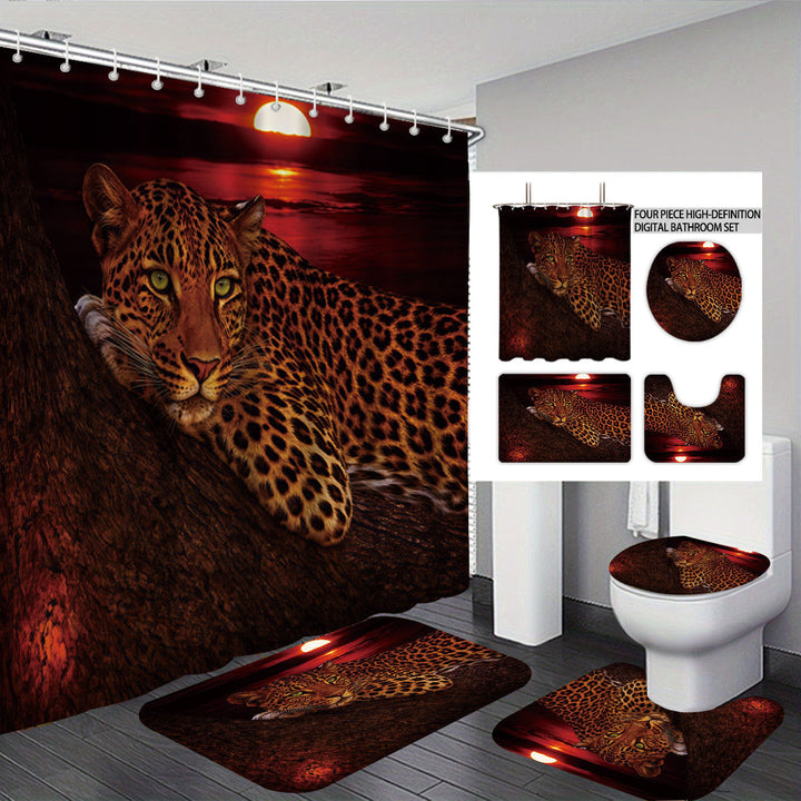 High-Definition Leopard-Themed Four-Piece Bathroom Set Kalsten