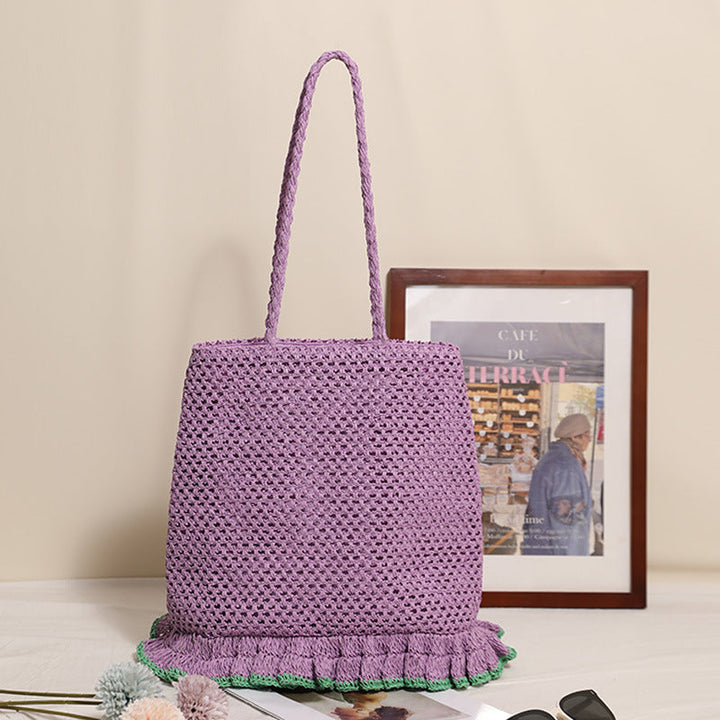 Handcrafted straw bag with fringed hem Kalsten