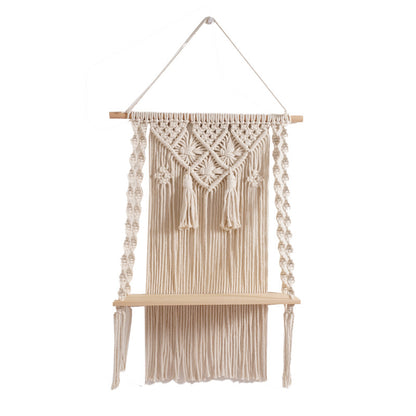 Macrame Wall Hanging Shelf with Decorative Accents Acalora