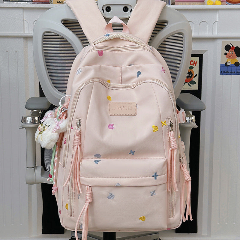 Adorable Embroidered Trendy School Backpack