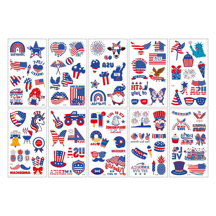 Unisex temporary tattoo sticker set with patriotic USA designs for party decoration Kalsten