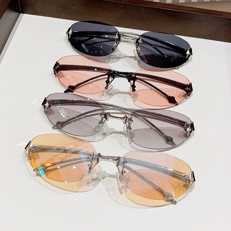 Ladies fashionable sunglasses in futuristic design with mirrored frame Kalsten