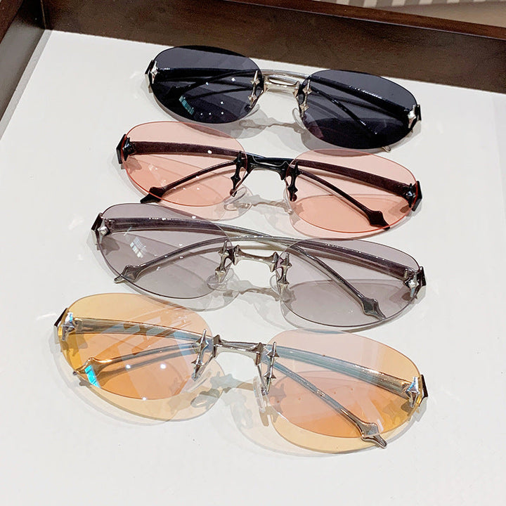 Ladies fashionable sunglasses in futuristic design with mirrored frame Kalsten