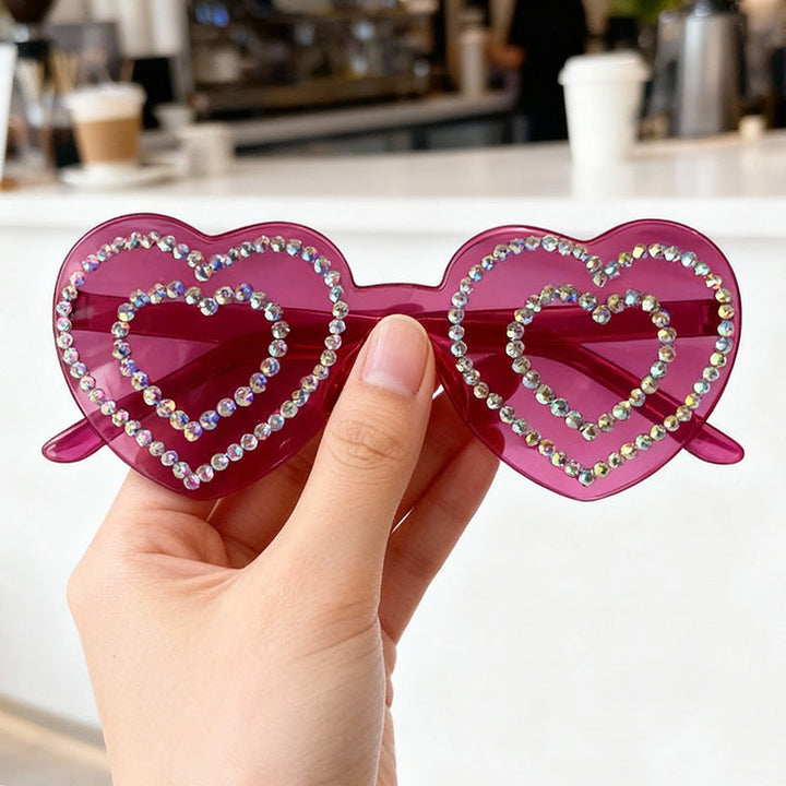 Rhinestone-Embellished Heart-Shaped Sunglasses Kalsten 1787141238